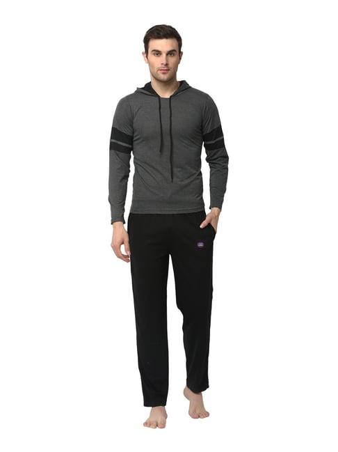 vimal jonney dark grey & black t-shirt & trackpants