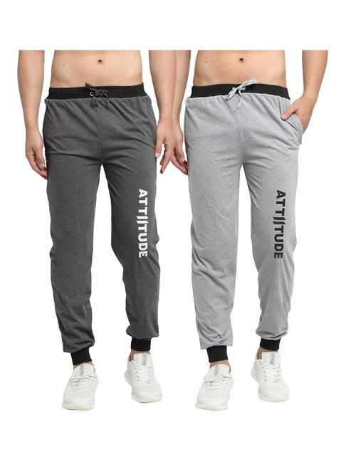 vimal jonney dark grey & grey printed joggers - pack of 2