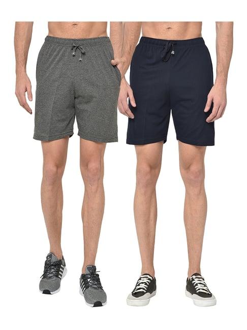 vimal jonney dark grey & navy regular fit shorts - pack of 2