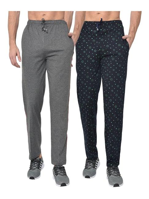 vimal jonney dark grey & navy regular fit trackpants - pack of 2