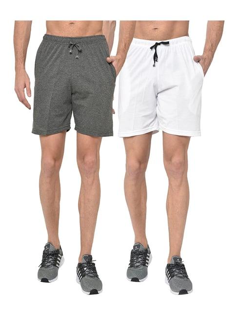 vimal jonney dark grey & white regular fit shorts - pack of 2