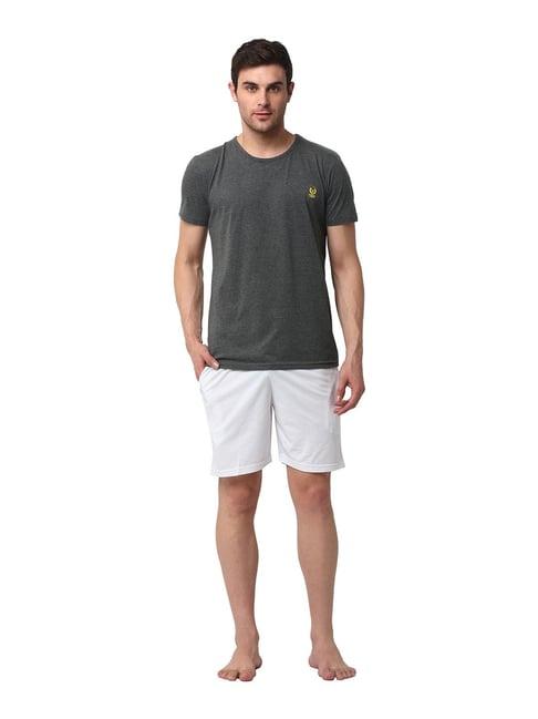 vimal jonney dark grey & white t-shirt & shorts