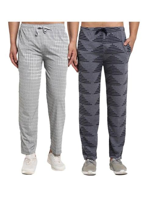 vimal jonney dusty blue & grey regular fit self design trackpants - pack of 2