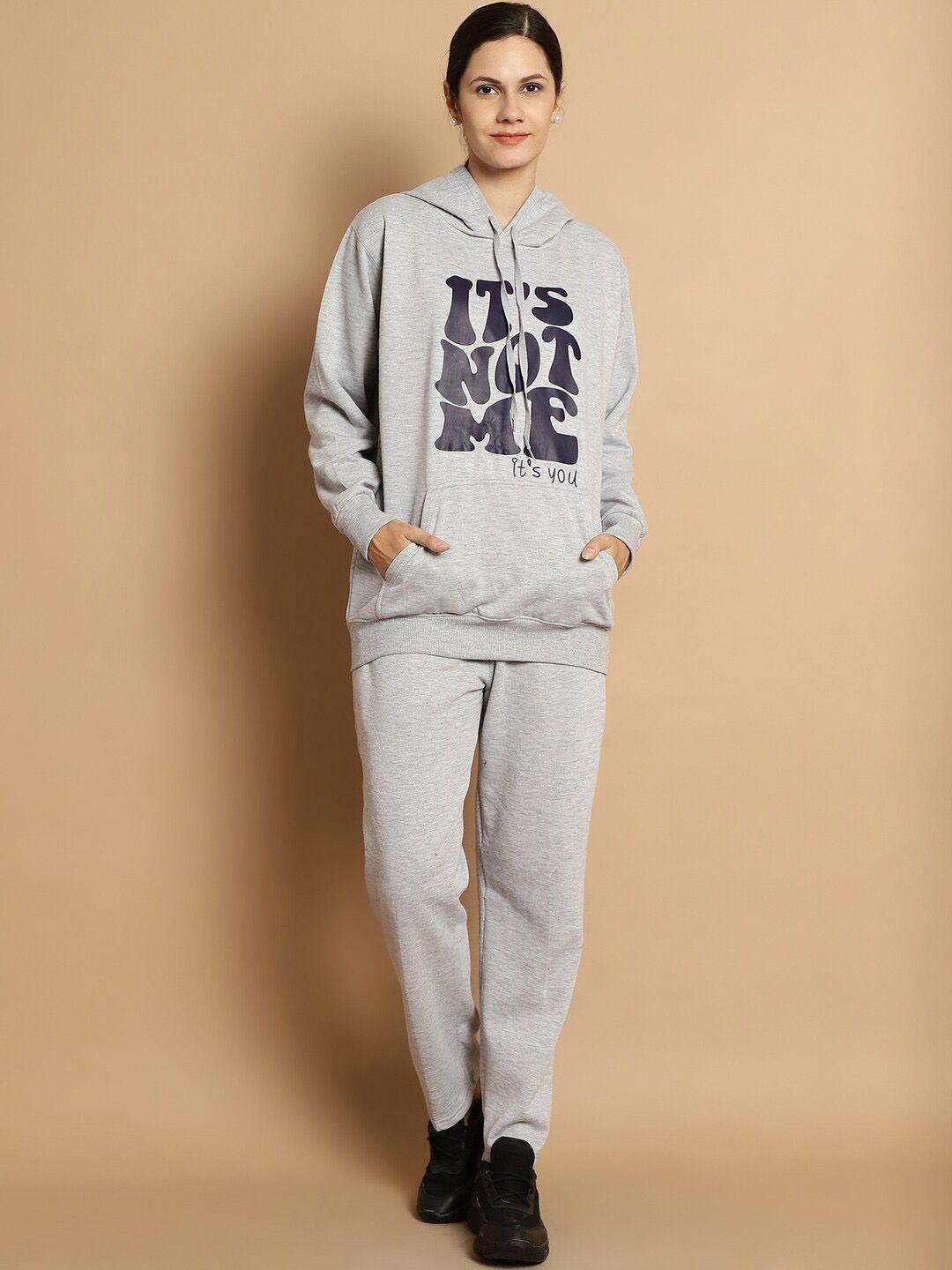 vimal jonney graphic printed hooded cotton fleece sweatshirt with trouser