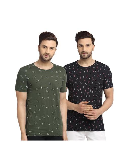 vimal jonney green & black printed t-shirt (pack of 2)