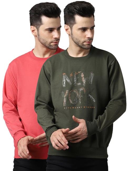 vimal jonney green & pink regular fit printed sweatshirts - pack of 2