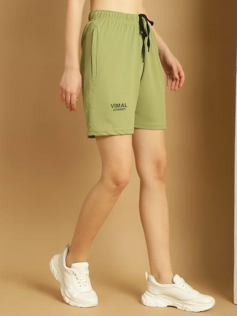 vimal jonney green regular fit mid rise shorts