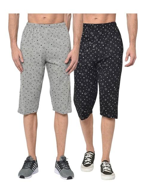 vimal jonney grey & black regular fit capris - pack of 2