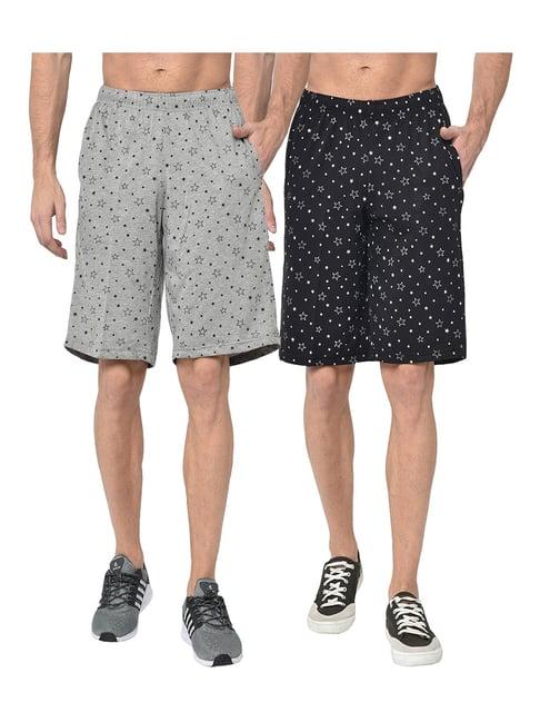 vimal jonney grey & black regular fit shorts - pack of 2