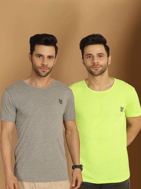 vimal jonney grey & green regular fit t-shirt