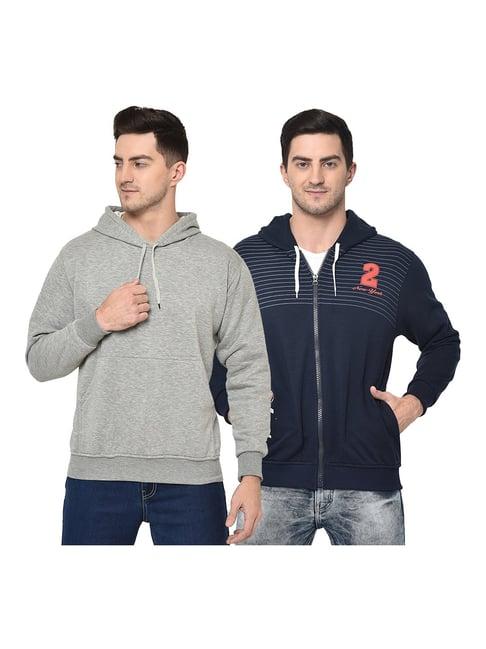 vimal jonney grey & navy hooded sweatshirt - pack of 2