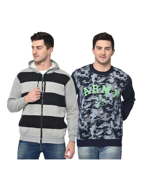 vimal jonney grey & navy hooded sweatshirt - pack of 2