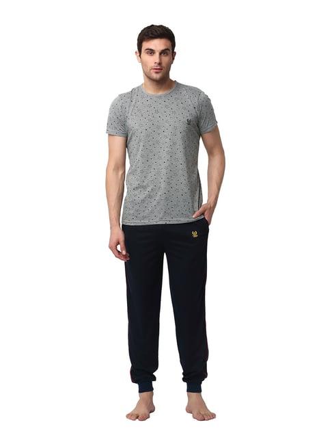 vimal jonney grey & navy printed t-shirt & joggers