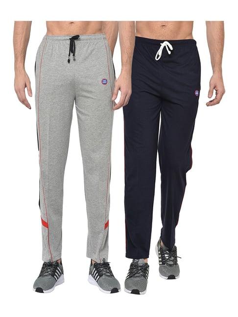 vimal jonney grey & navy regular fit trackpants - pack of 2