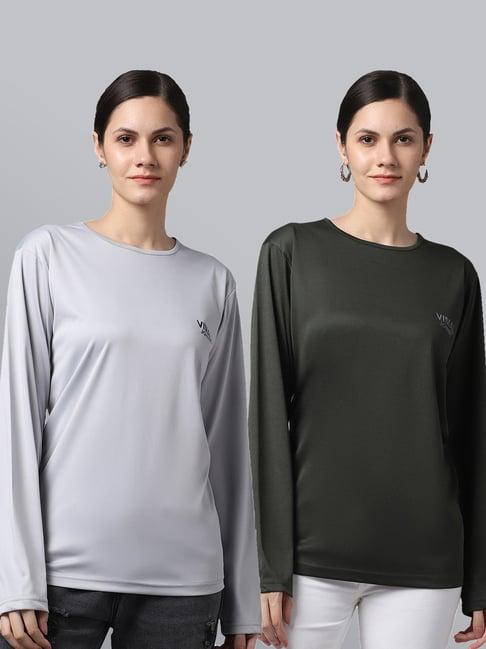 vimal jonney grey & olive box t-shirt - pack of 2