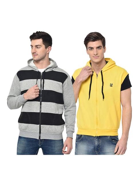 vimal jonney grey & yellow hooded sweatshirt - pack of 2