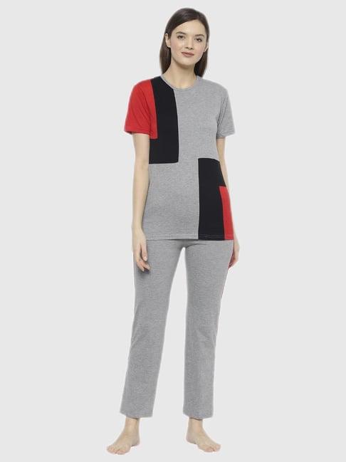 vimal jonney grey geometric print pajama set