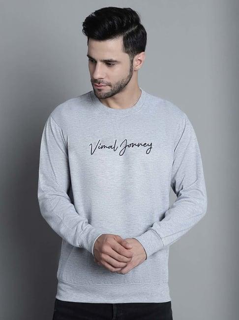 vimal jonney grey melange regular fit printed sweatshirt