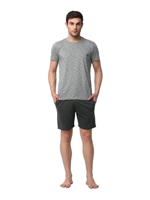 vimal jonney grey printed t-shirt & shorts