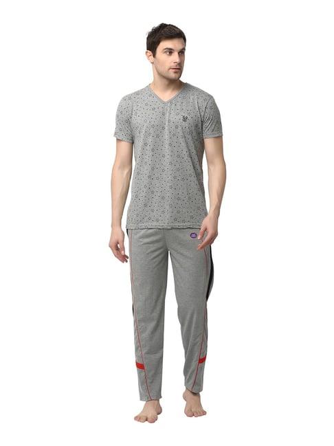 vimal jonney grey printed t-shirt & trackpants