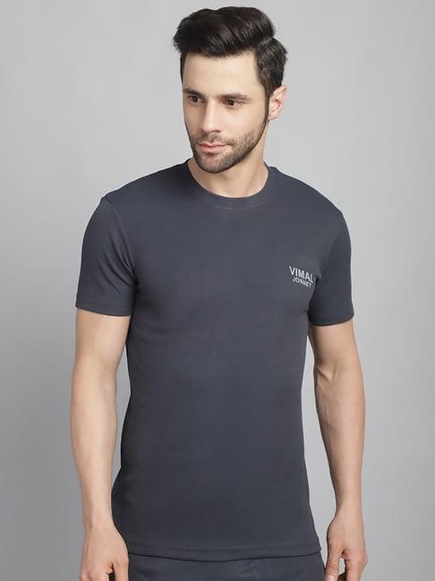 vimal jonney grey regular fit crew t-shirt