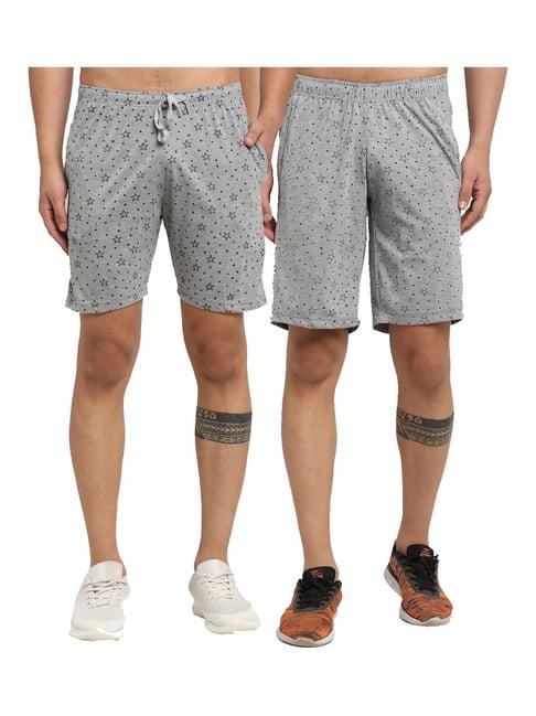 vimal jonney grey regular fit printed shorts - pack of 2