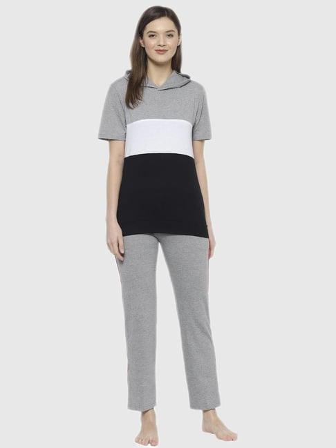 vimal jonney grey stripes print pajama set