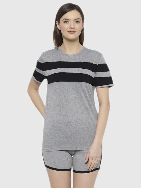 vimal jonney grey stripes print pajama set