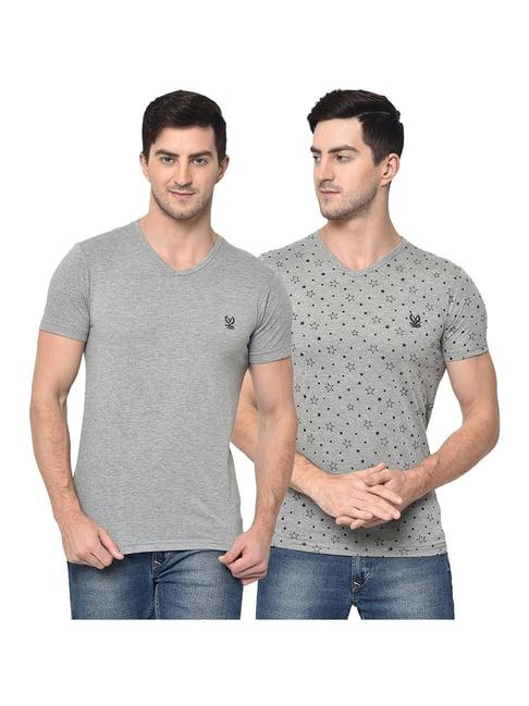 vimal jonney grey v neck t-shirt - pack of 2