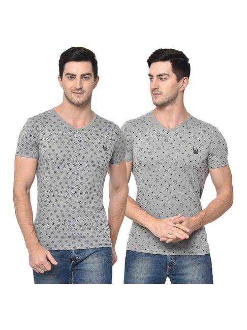 vimal jonney grey v neck t-shirt - pack of 2