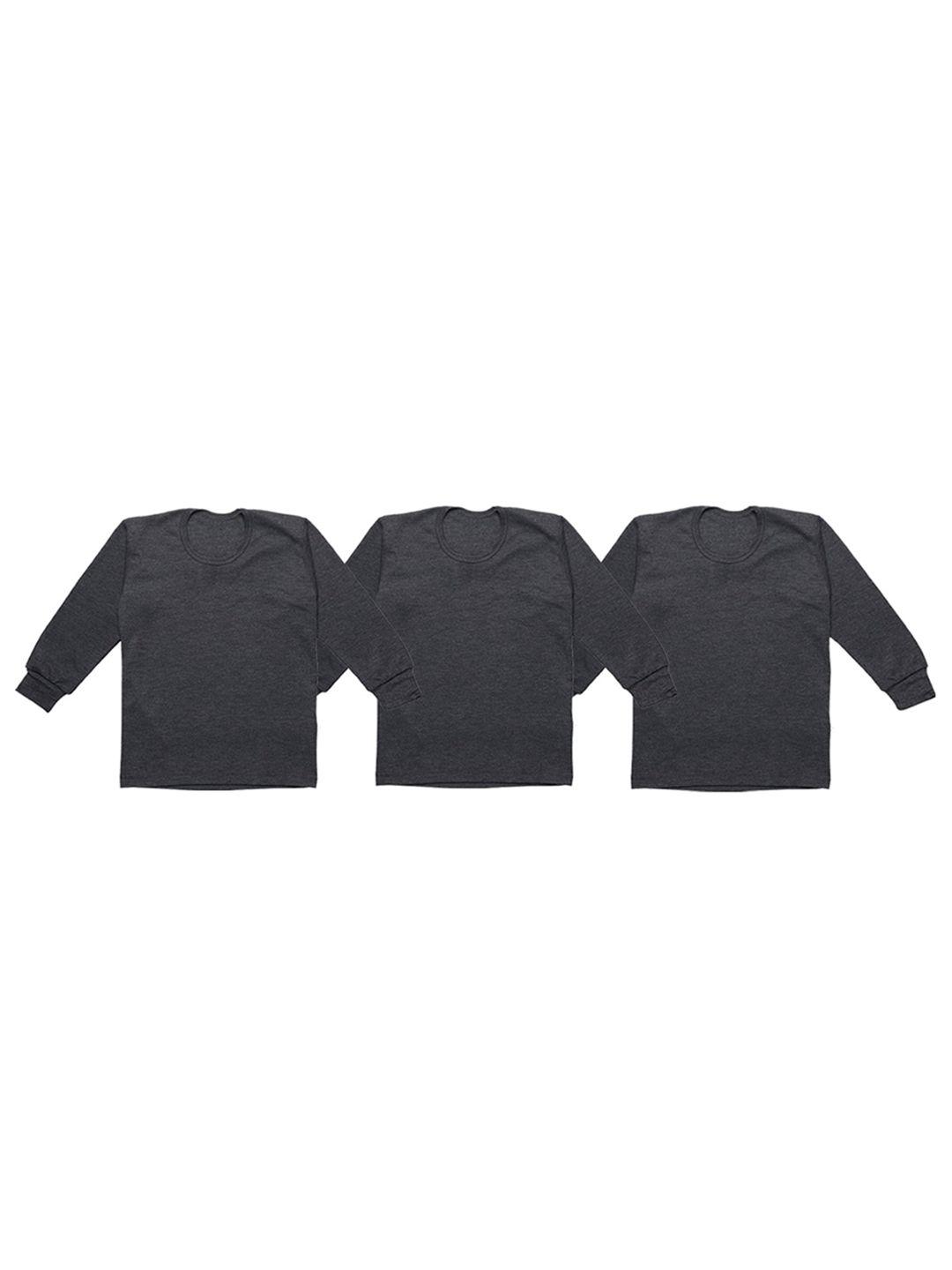 vimal jonney infant kids pack of 3 charcoal grey solid thermal tops