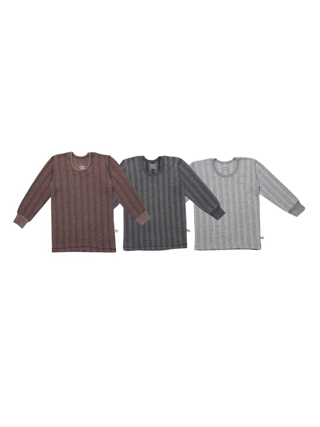 vimal jonney infant kids pack of 3 striped cotton thermal tops