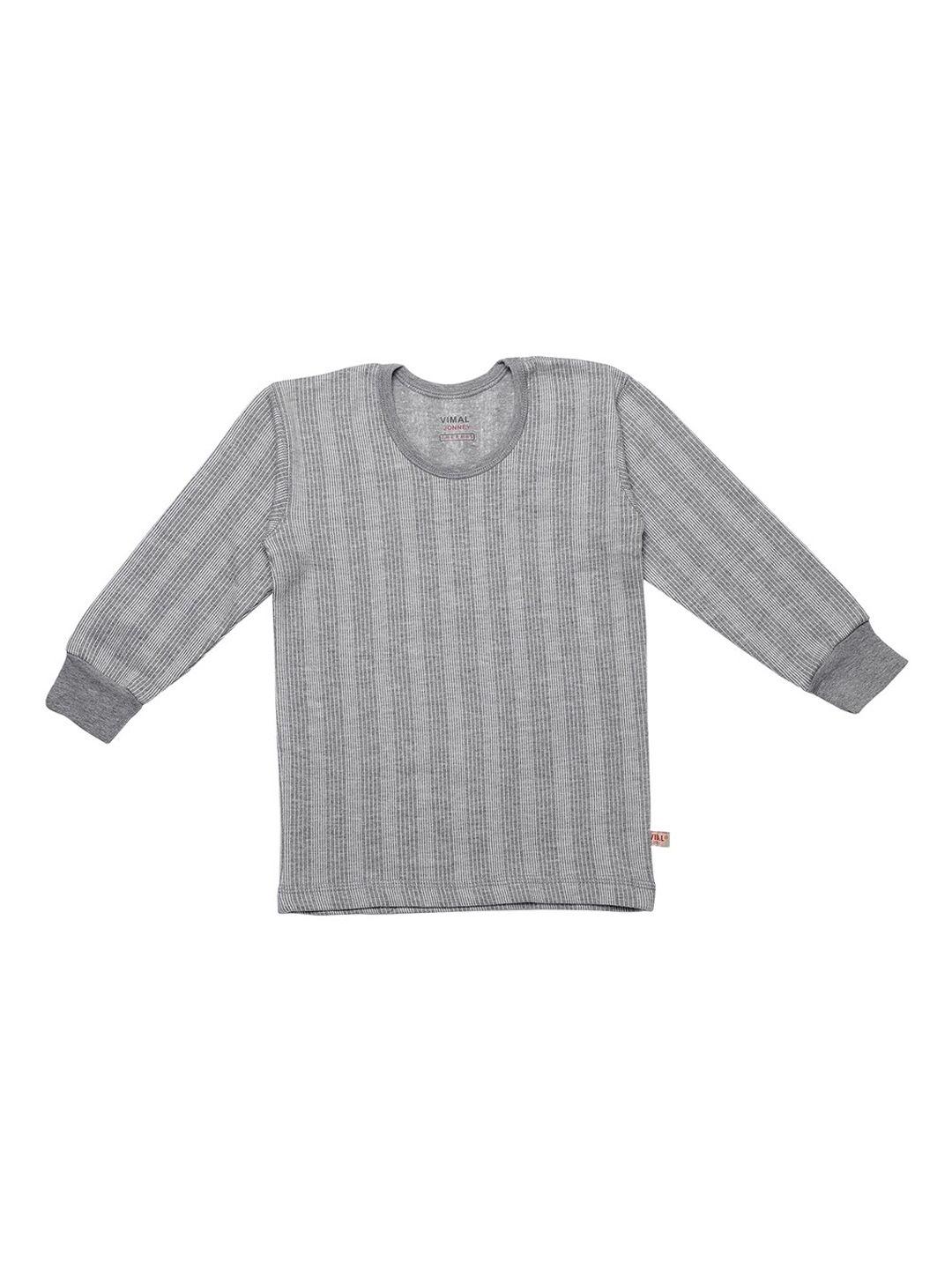 vimal jonney kids grey melange striped thermal t-shirt