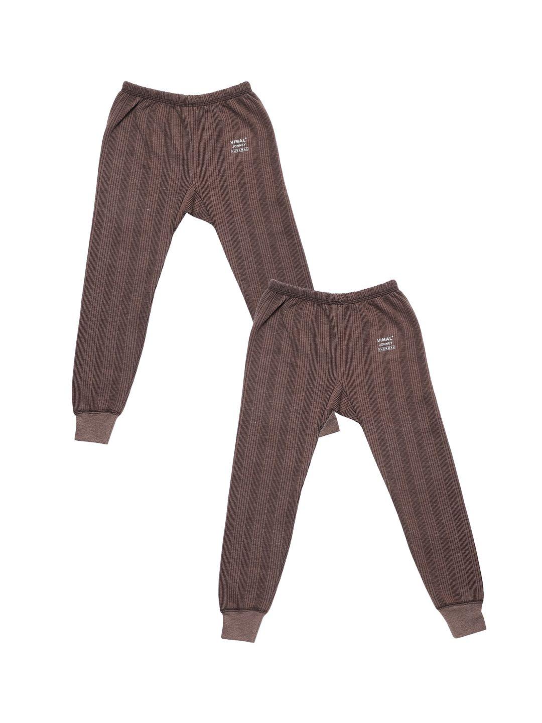 vimal jonney kids pack of 2 striped cotton thermal bottoms