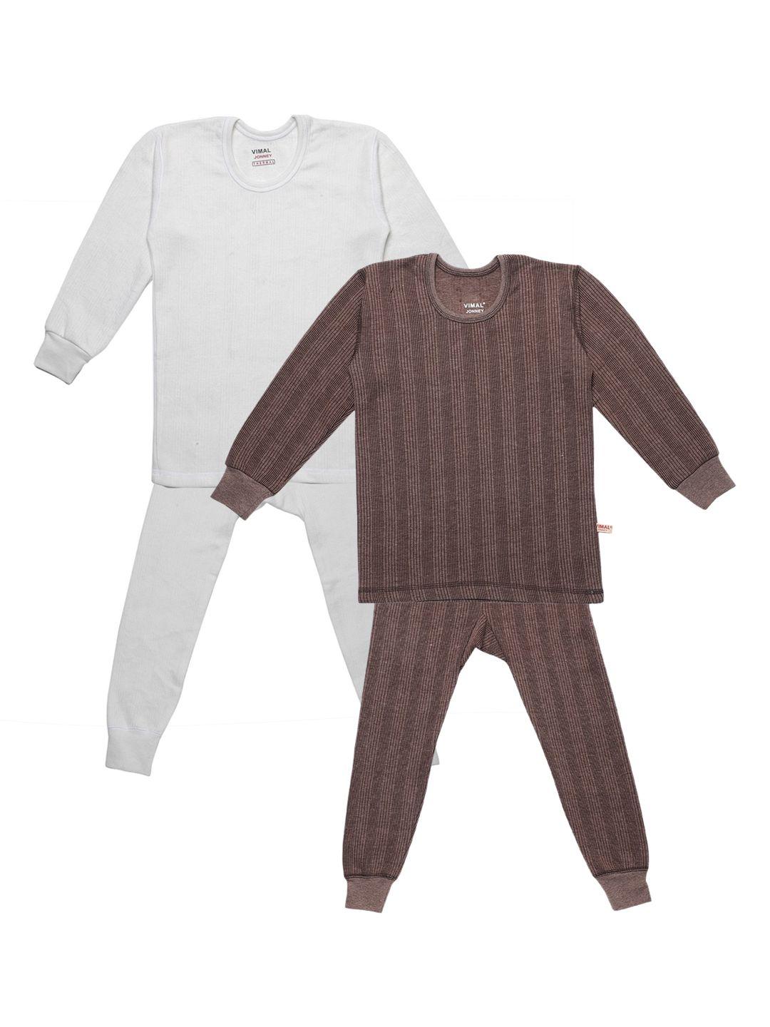 vimal jonney kids pack of 2 striped thermal top and bottom set