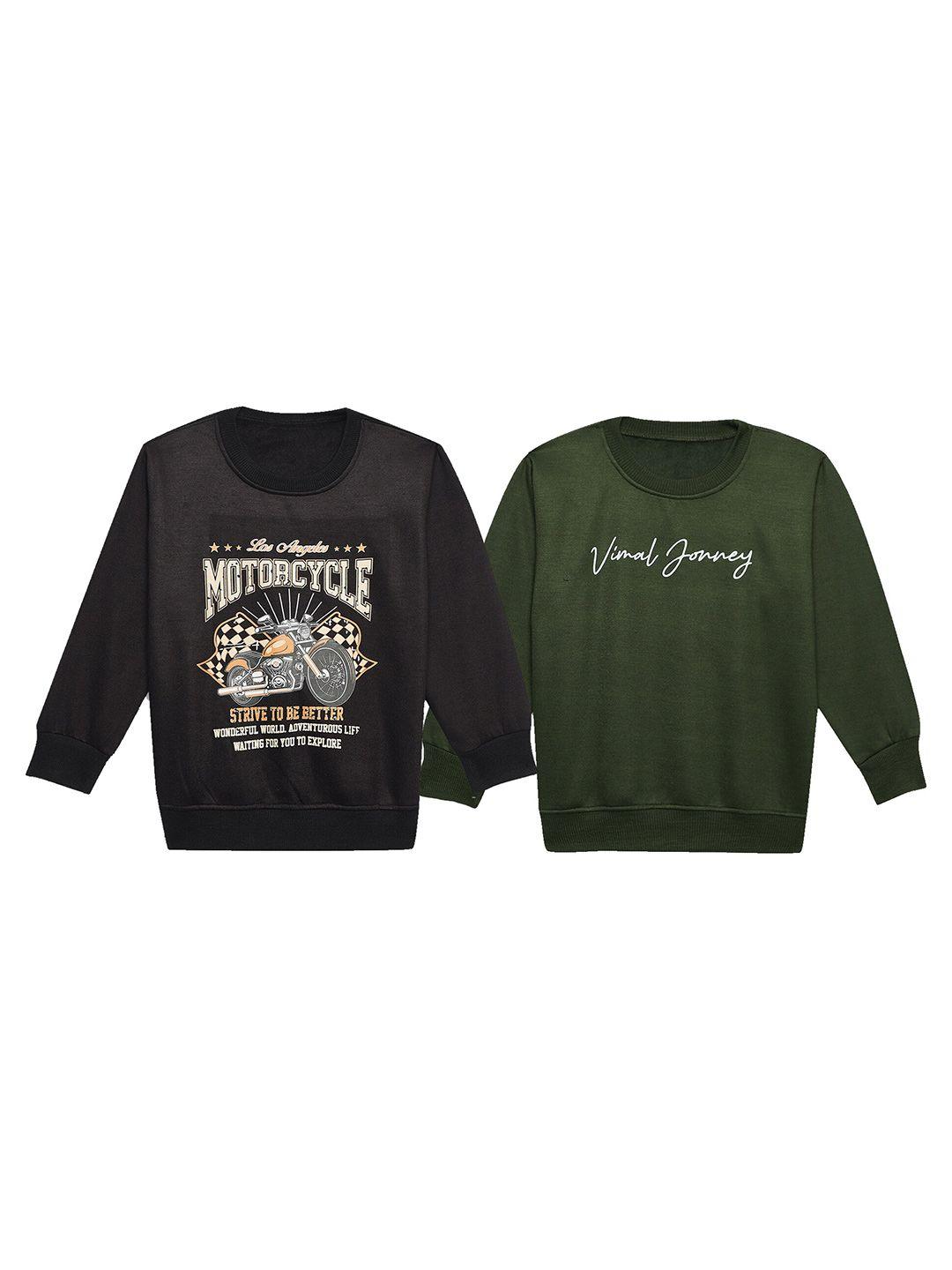 vimal jonney kids pack of 2 typographic printed cotton fleece pullover sweatshirt