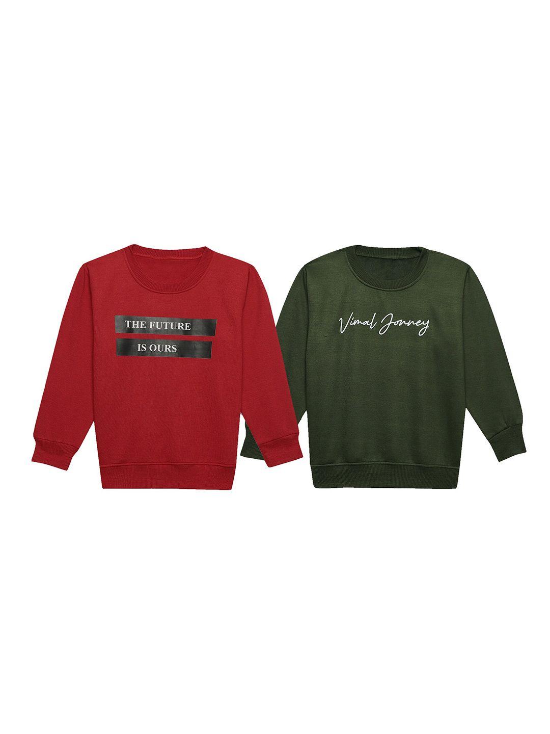 vimal jonney kids pack of 2 typography printed cotton fleece pullover sweatshirts