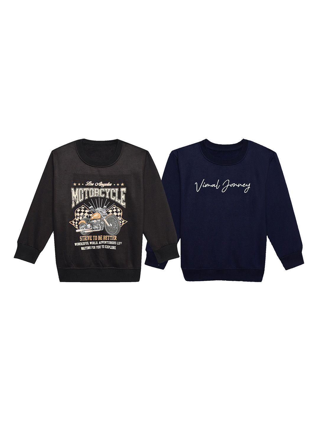 vimal jonney kids pack of 2 typography printed fleece pullover sweatshirt
