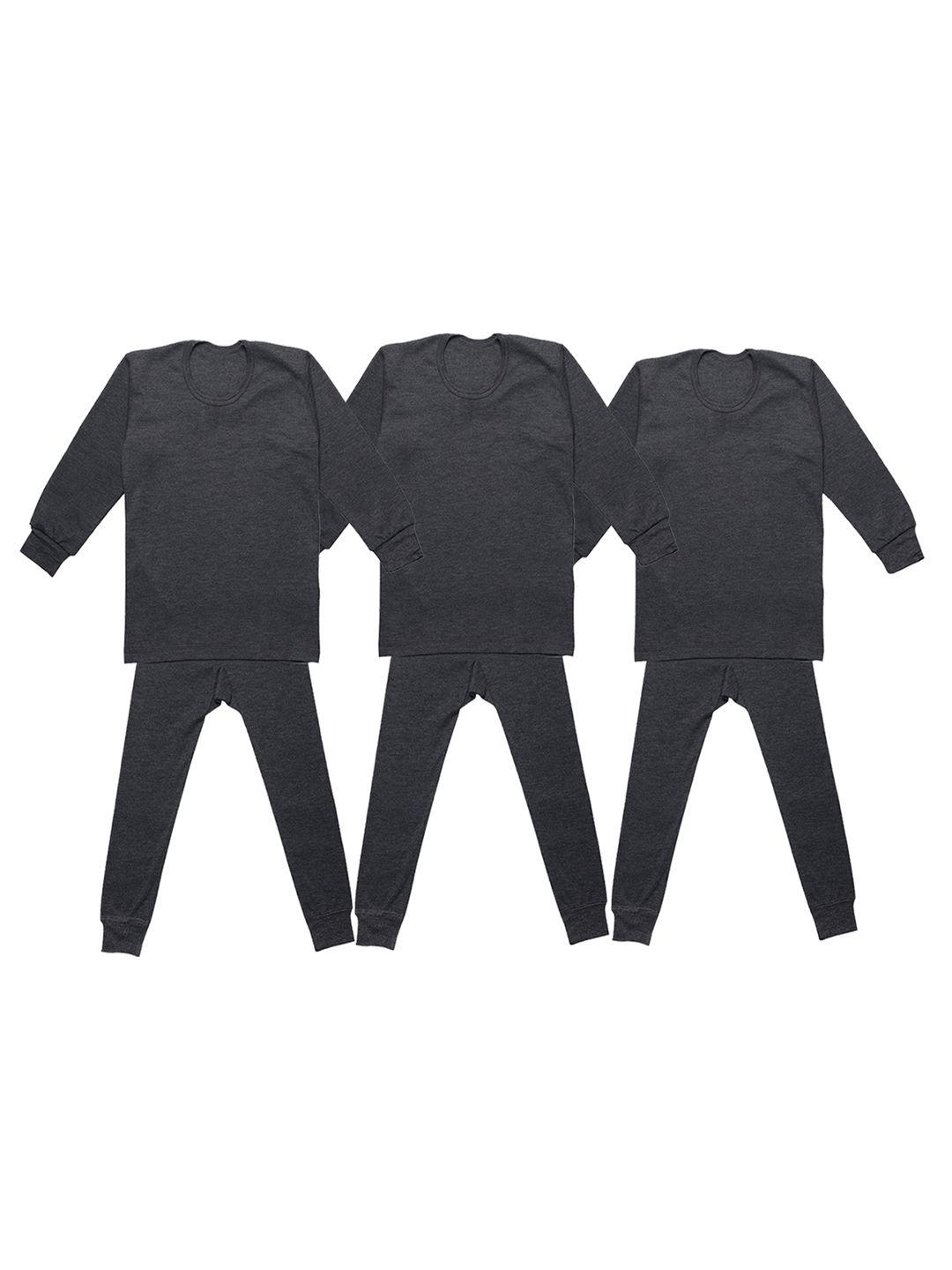 vimal jonney kids pack of 3 charcoal solid thermal sets