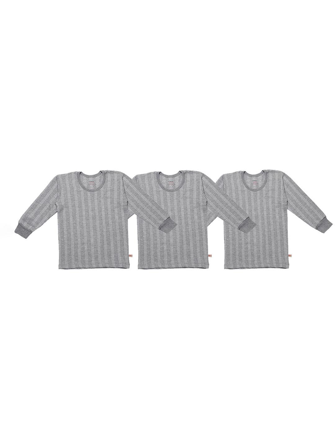 vimal jonney kids pack of 3 grey striped thermal tops