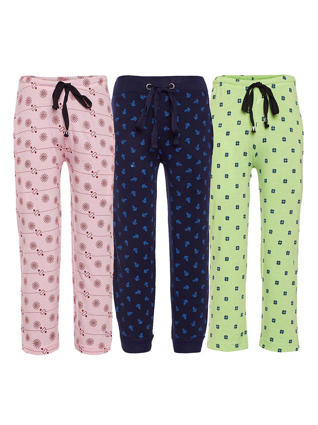 vimal jonney kids pack of 3 printed cotton track pants