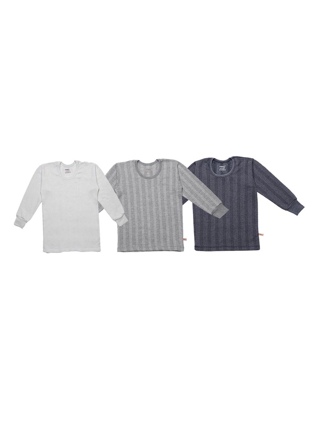 vimal jonney kids pack of 3 striped cotton thermal tops