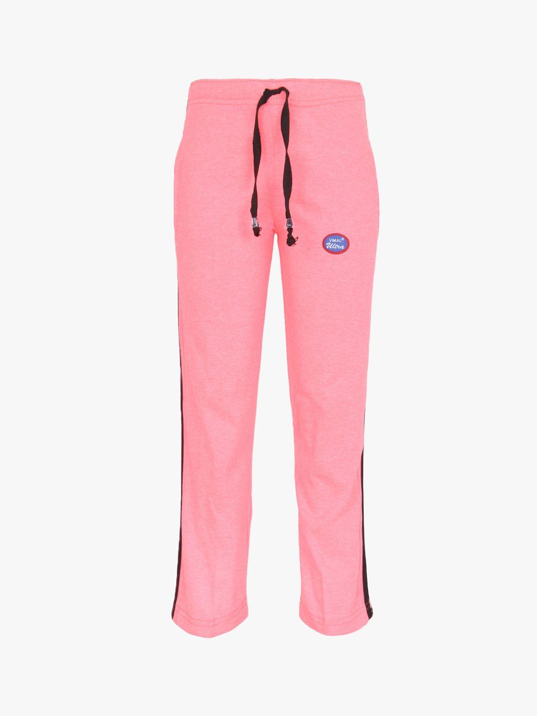 vimal jonney kids peach-colored solid cotton track pants