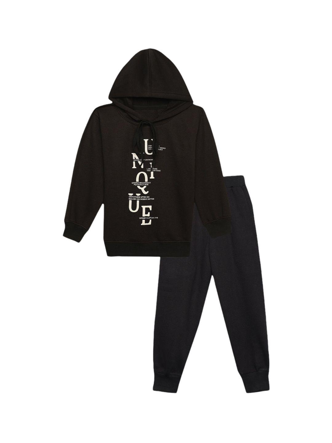 vimal jonney kids typography printed hooded cotton fleece clothing set