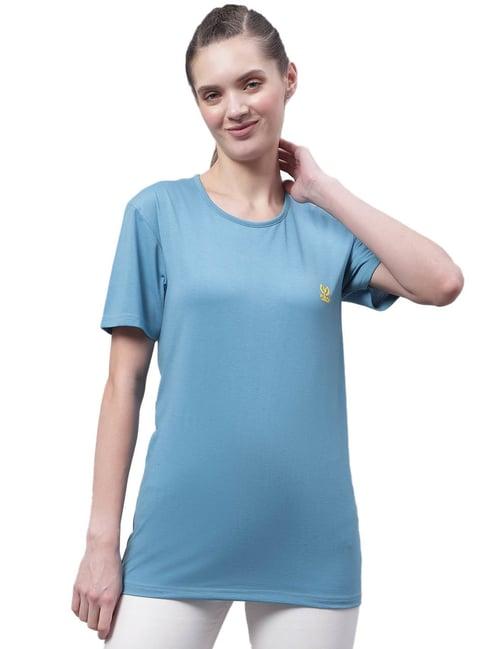 vimal jonney light blue cotton logo print regular fit t-shirt