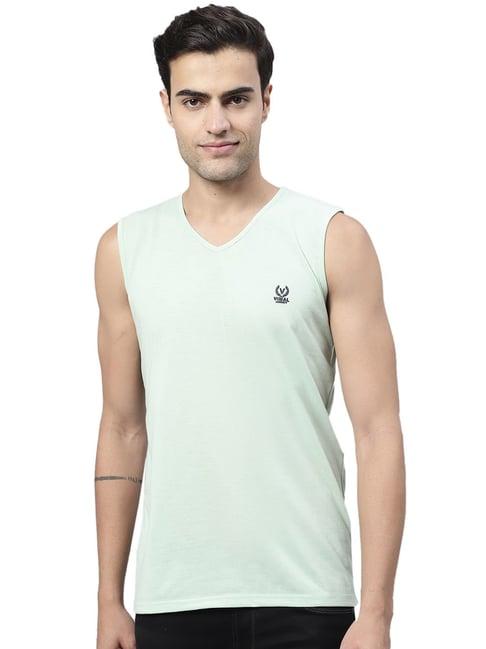 vimal jonney light green regular fit tank tee