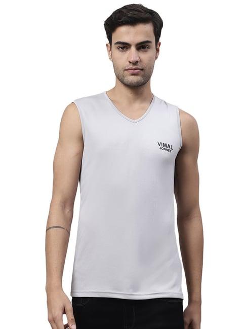 vimal jonney light grey regular fit tank tee