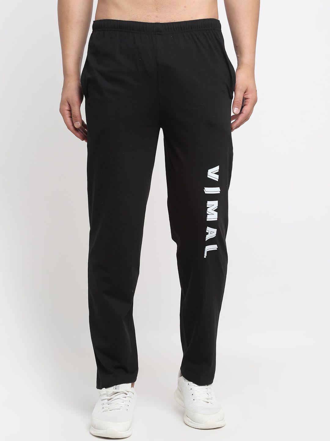 vimal jonney men black & white printed track pants