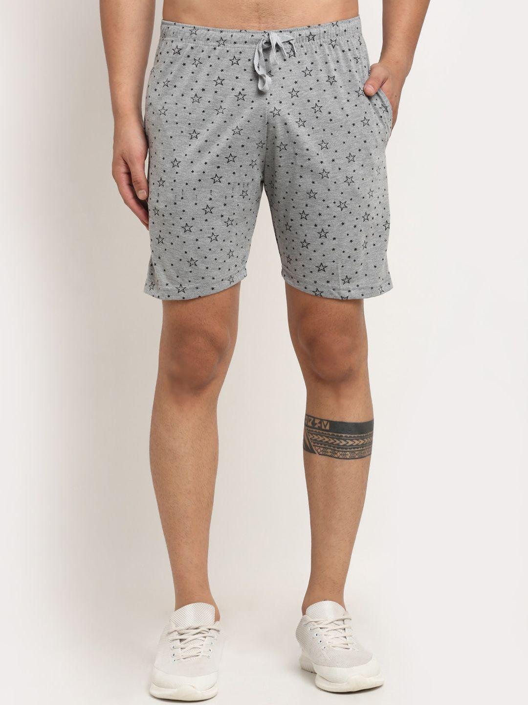 vimal jonney men grey & black conversational printed regular shorts