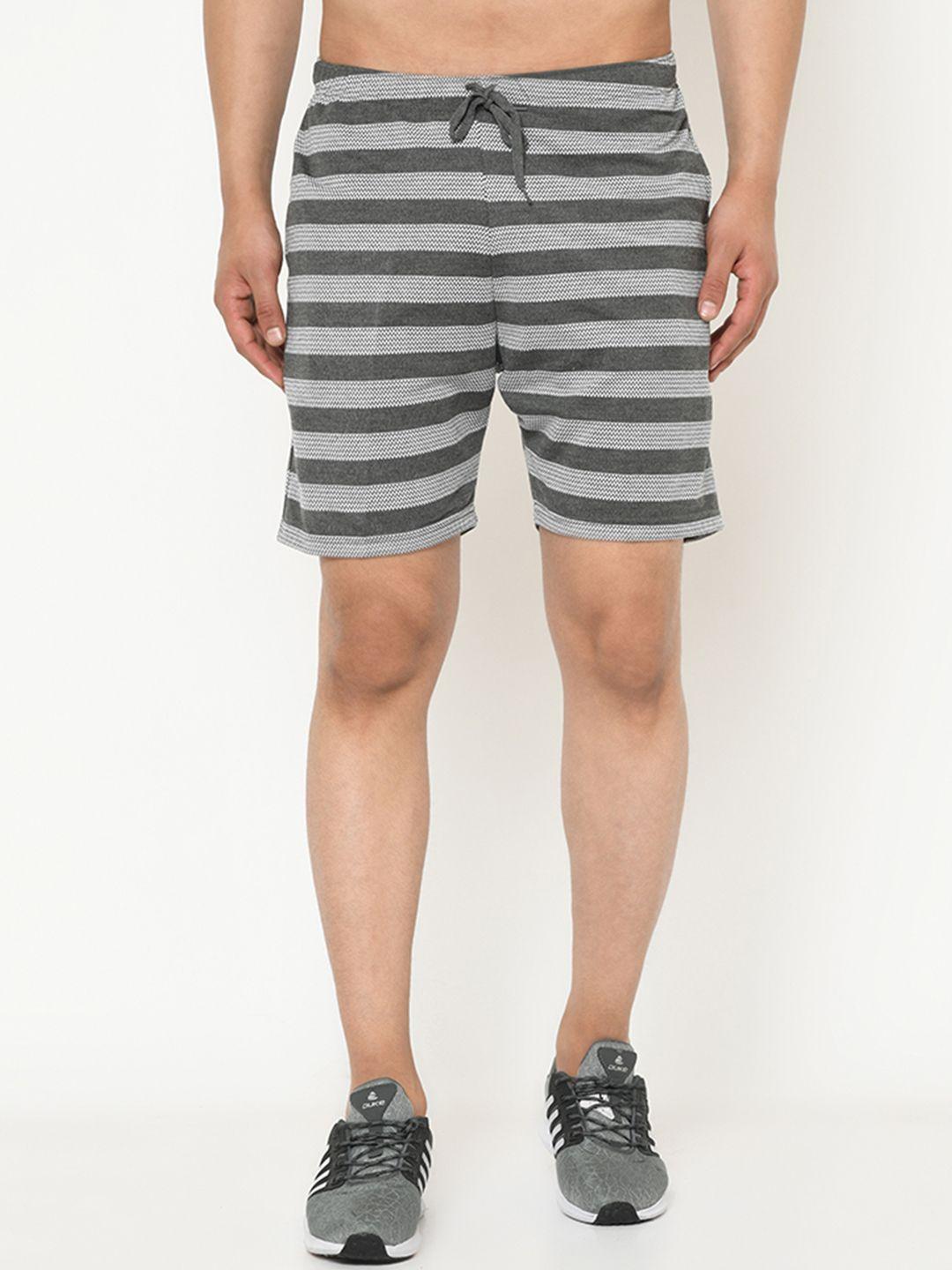 vimal jonney men grey & white striped regular shorts